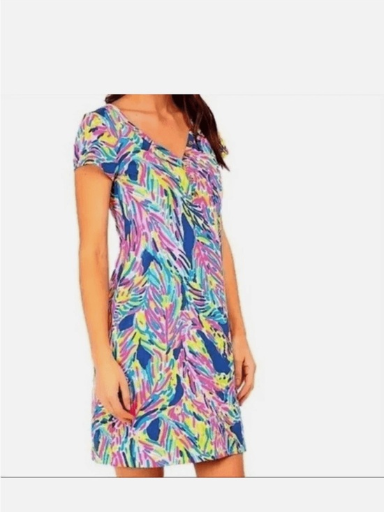 Lilly Pulitzer Dresses & Skirts - Lilly Pulitzer Palmyra Cotton Printed T-Shirt Dress Size XS Tropical Palm Print